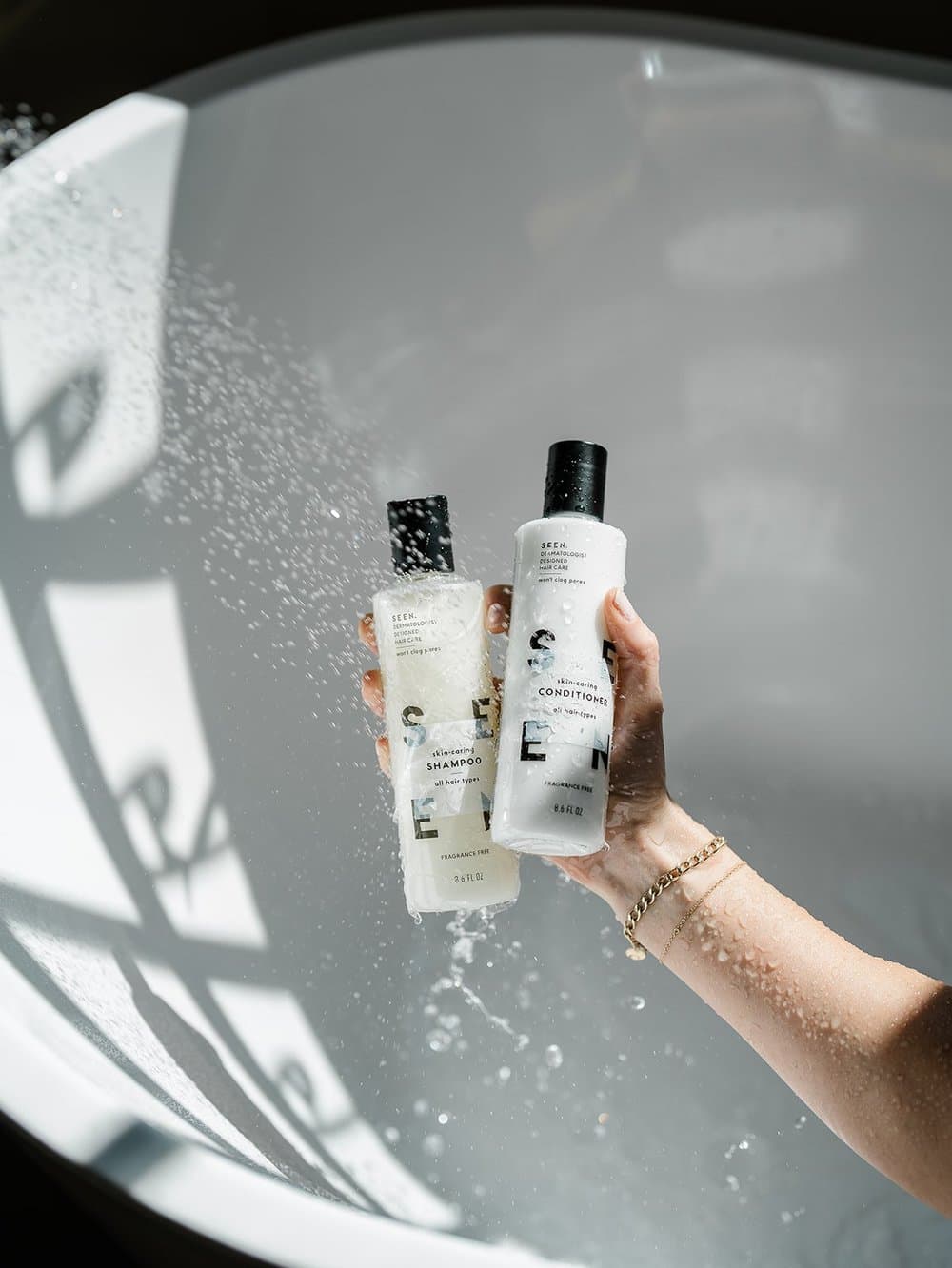 SEEN Hair shampoo and conditioner bottles