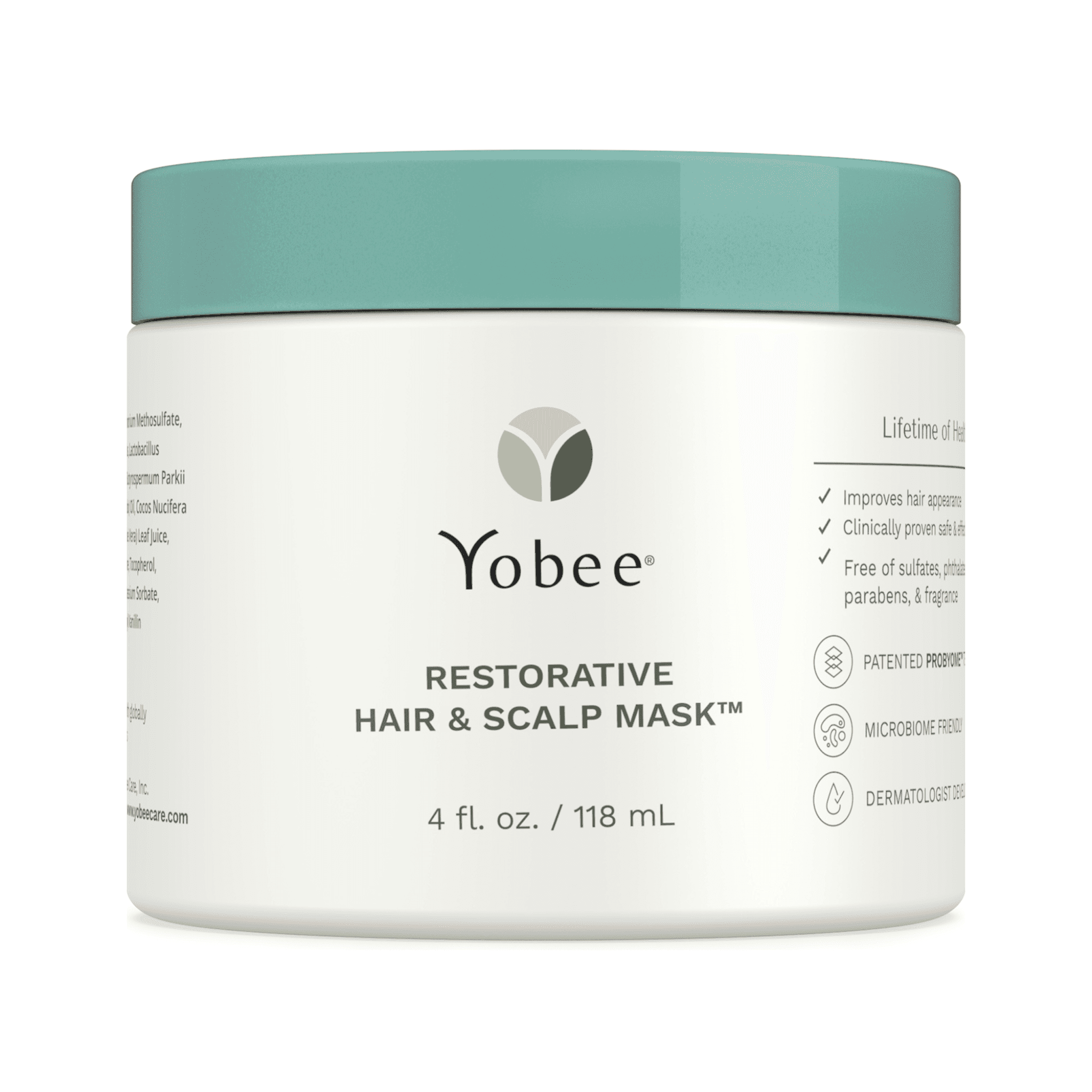 Yobee Restorative Hair & Scalp Mask jar on a white background