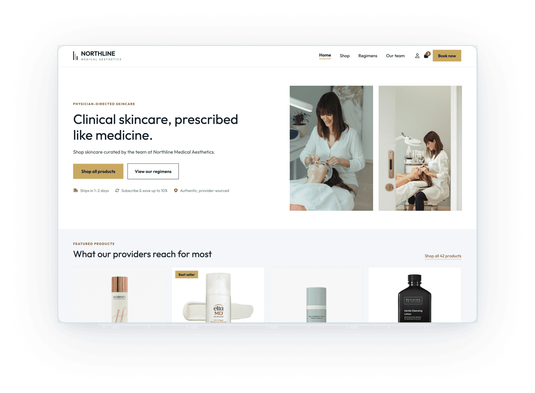 Practice-branded storefront featuring provider-favorite products
