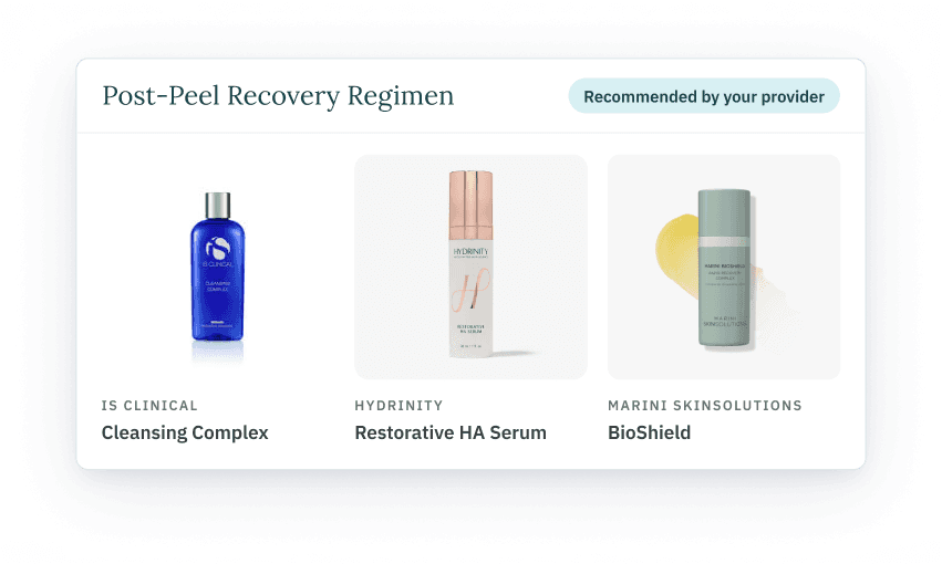 Post-peel recovery regimen recommended by a provider